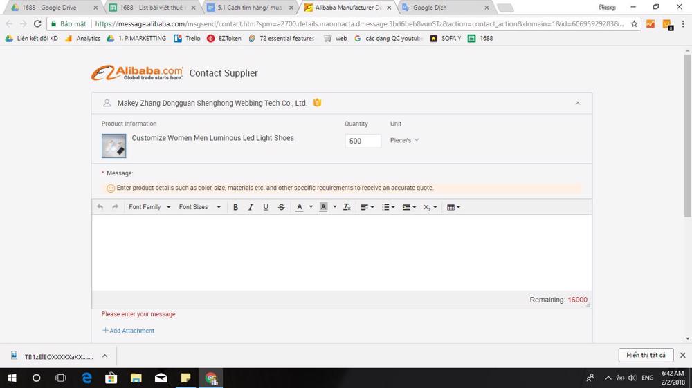 Lên đơn hàng nhanh chóng trên alibaba
